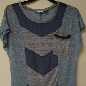 Miss Me Blue Color Block Knit Top M